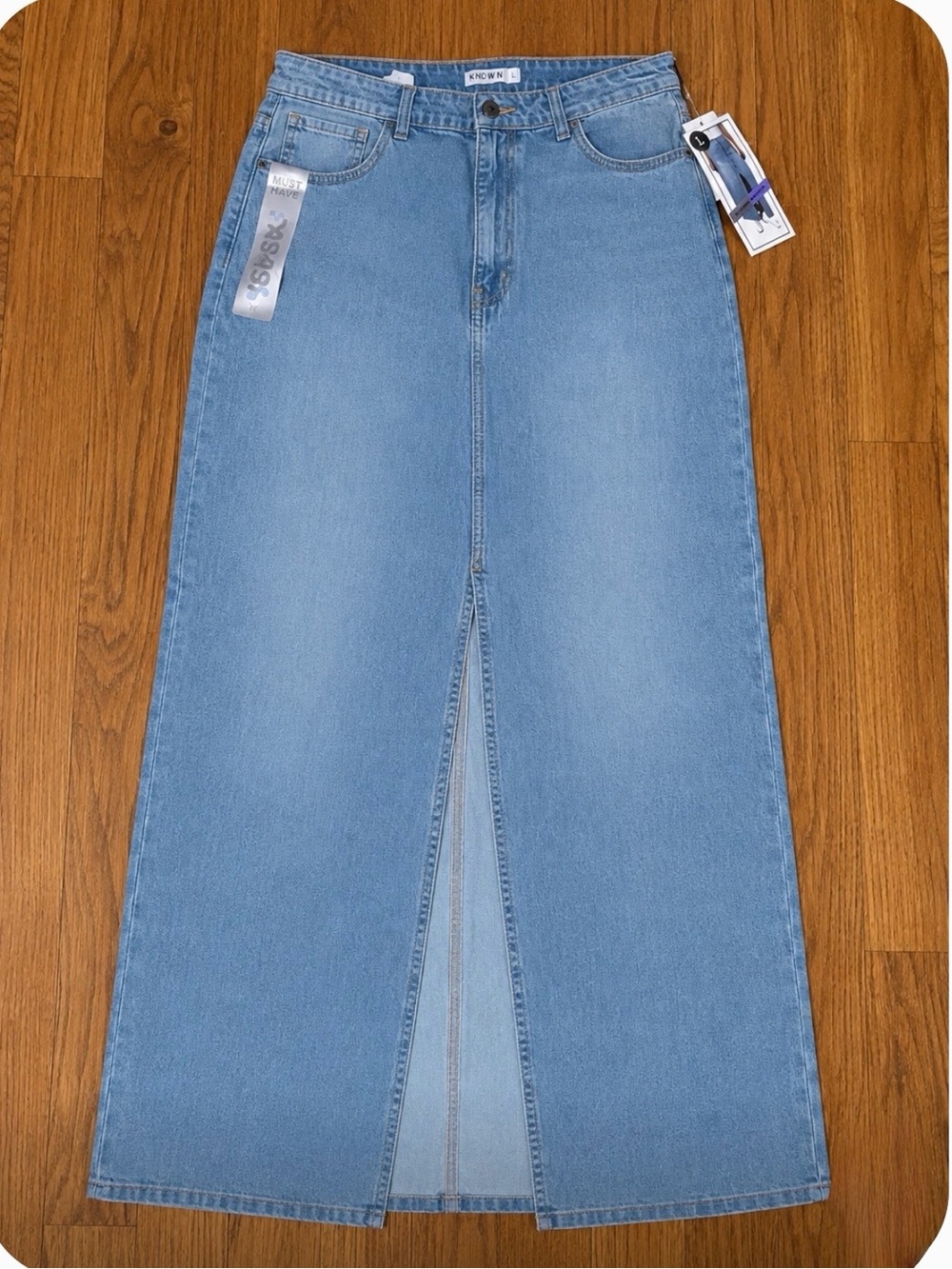 *new* Tinseltown High Rise Front Slit Denim Maxi Skirt